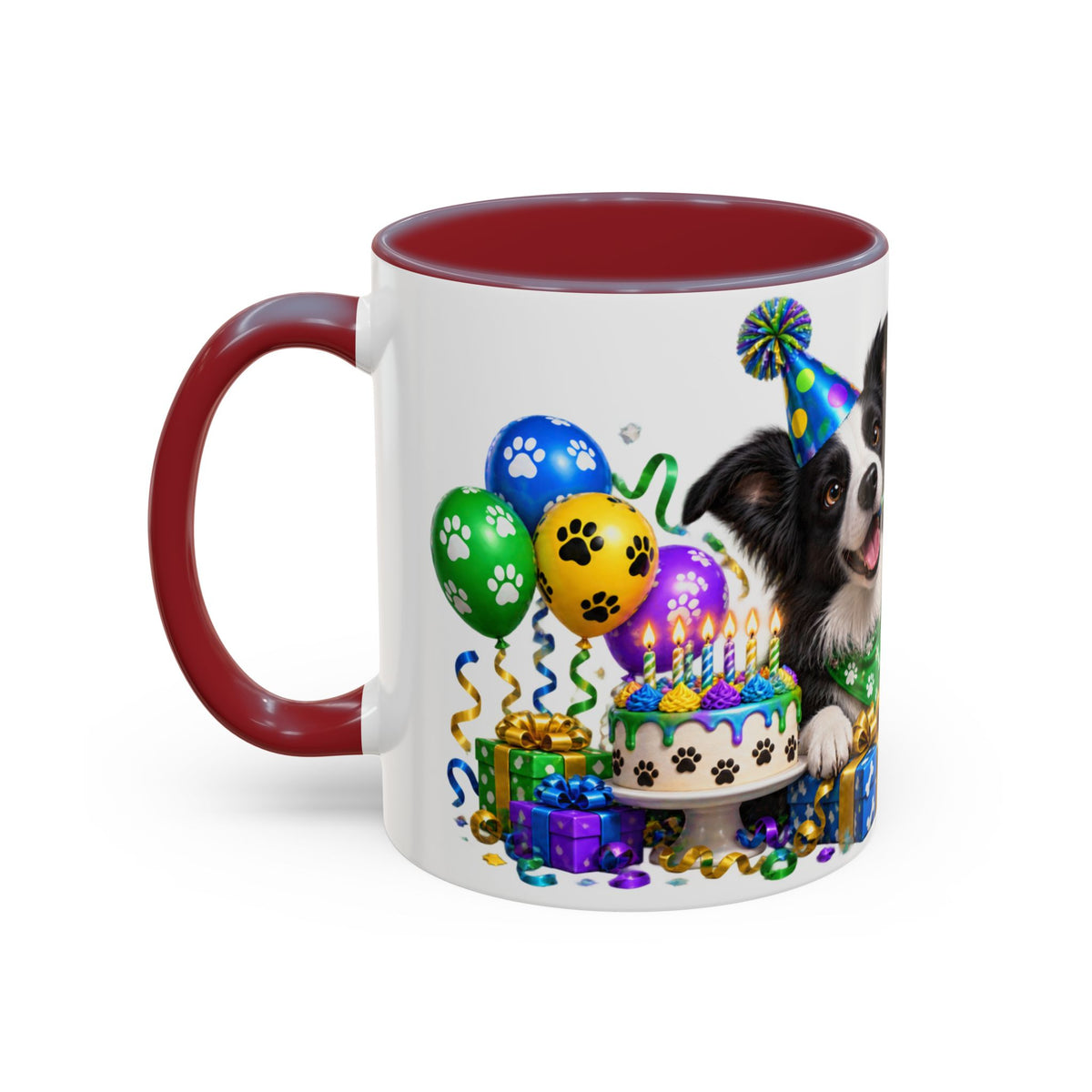 Herd the Crew Border Collie Birthday White Mug