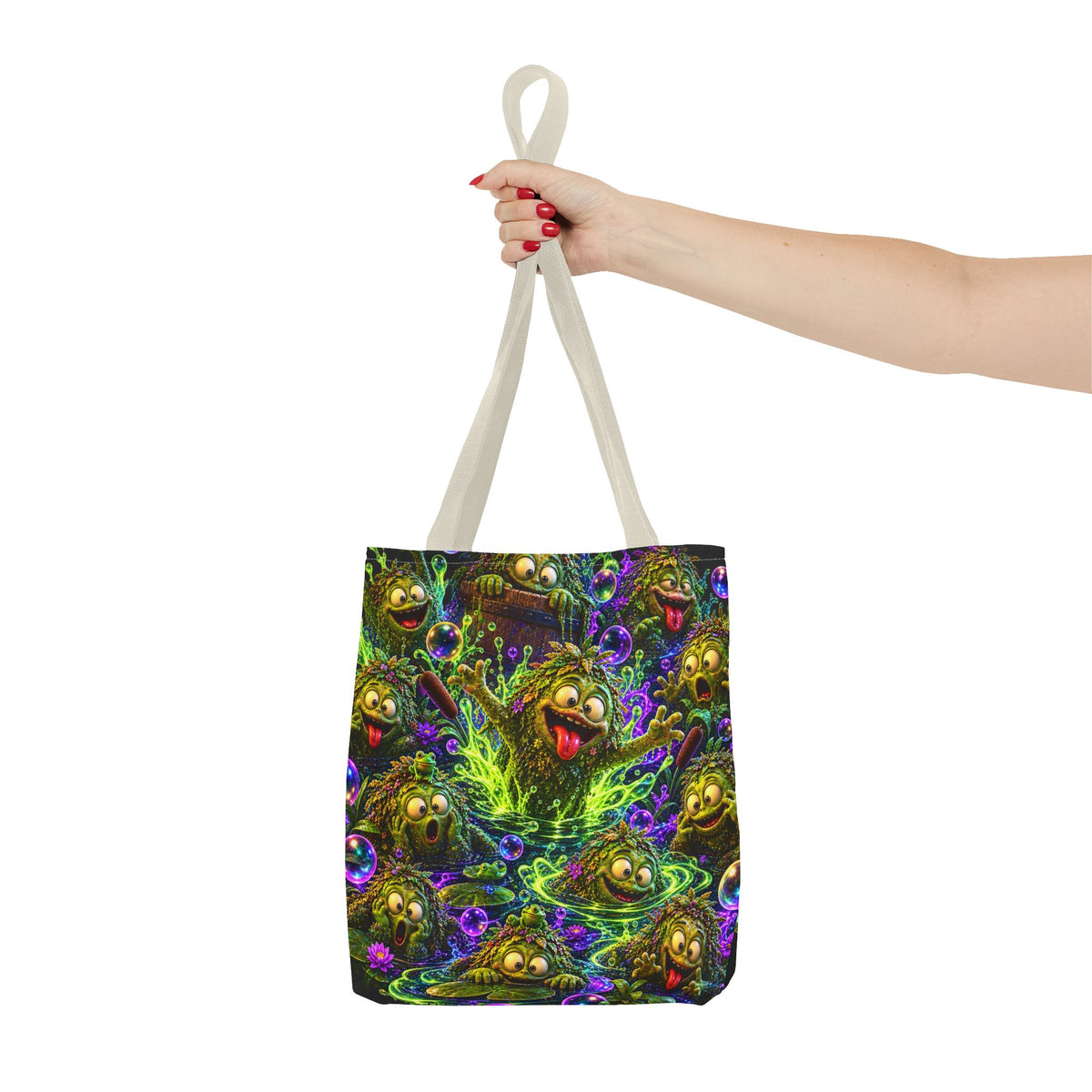 Cosmic Jellyfish Tote Bag – Neon Deep-Sea Galaxy Beach Tote