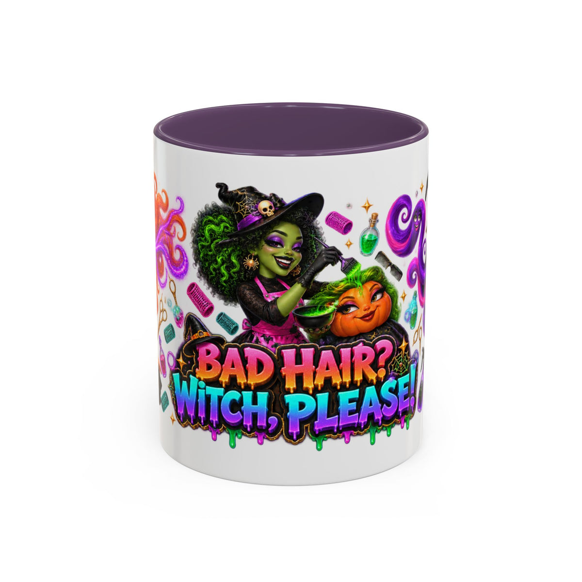 Bad Hair Witch Please Halloween Hairstylist White Mug