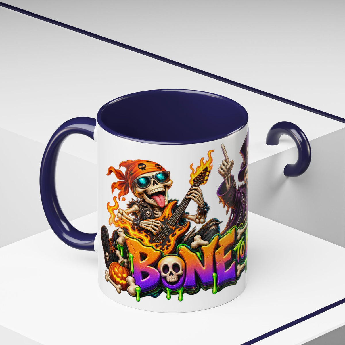Bone to Be Wild Skeleton Crew Halloween White Mug