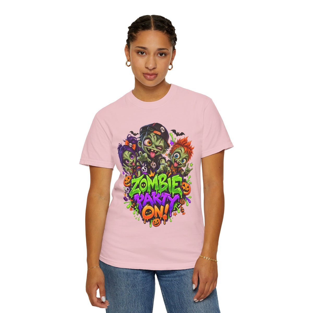 Zombie Party On! – Halloween Zombie Crew Graphic T-Shirt