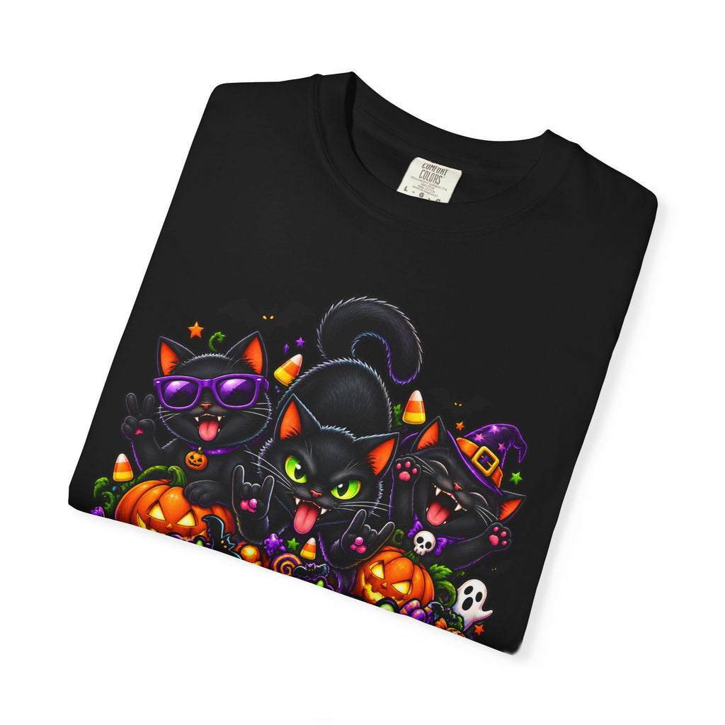 Midnight Mischief Halloween T-Shirt – Funny Black Cat Graphic Tee