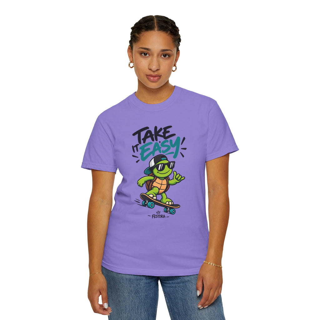 Take It Easy Skate Turtle Graphic T-Shirt | Festora Everyday