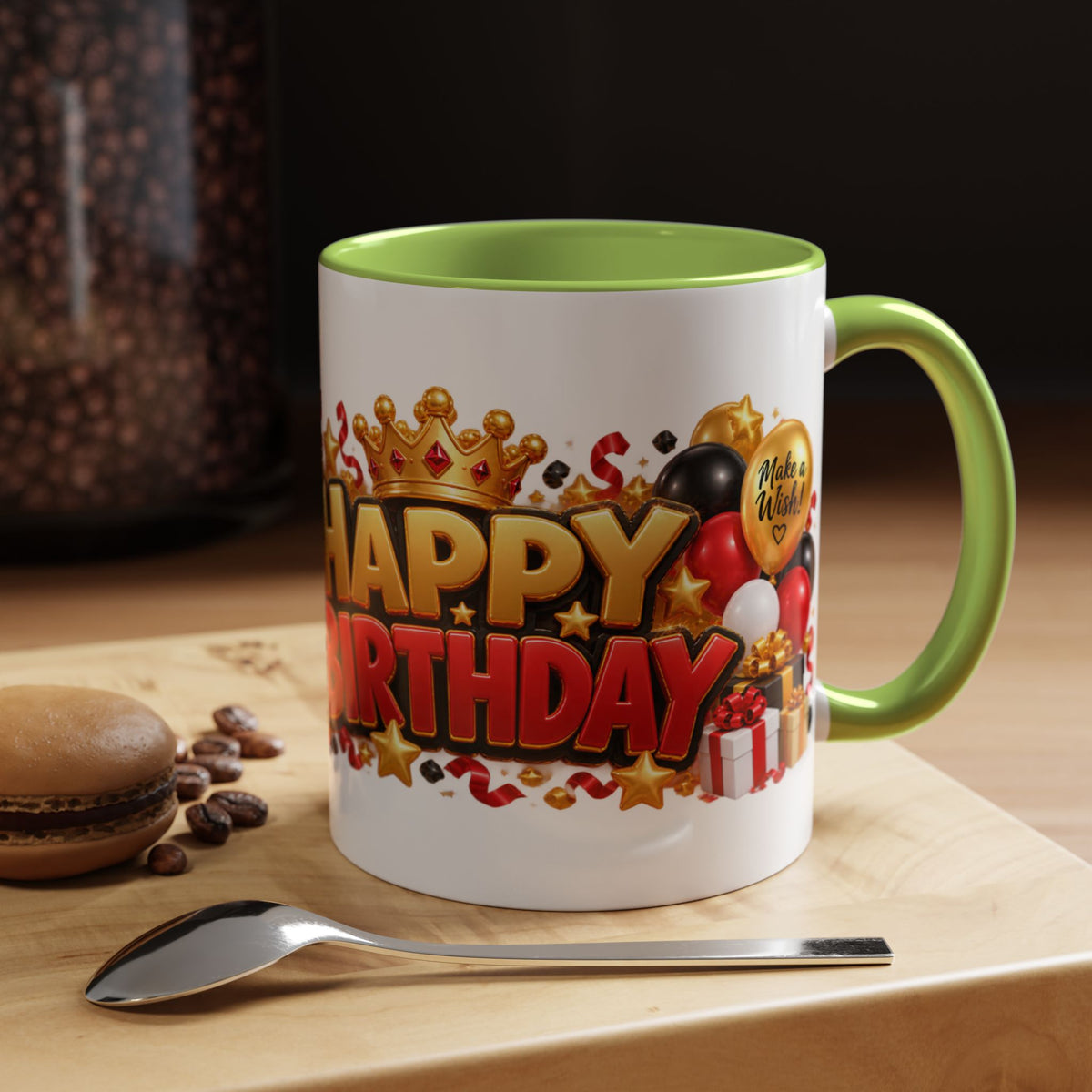 Happy Birthday Rhino Mug – Colorful 3D Birthday Gift – White Coffee Mug