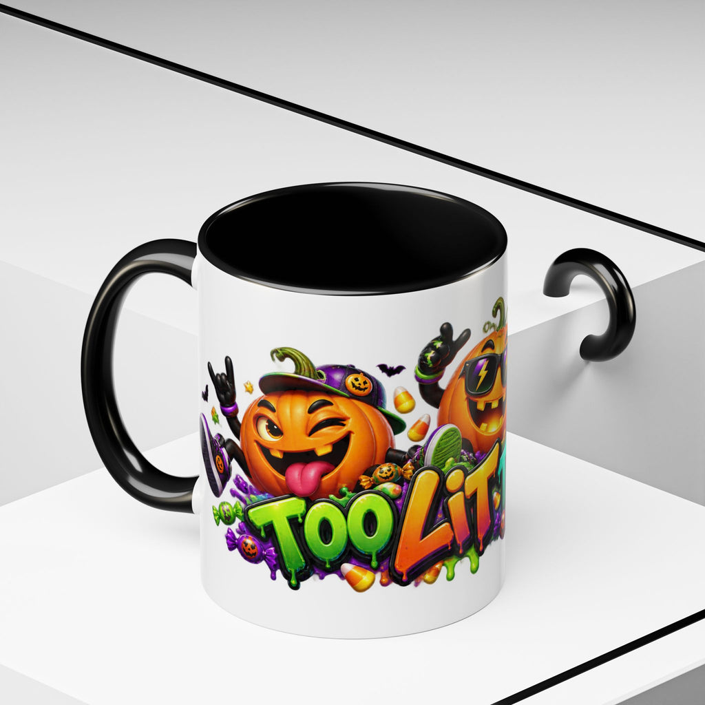 Too Lit to Quit Halloween Pumpkin Party White Mug