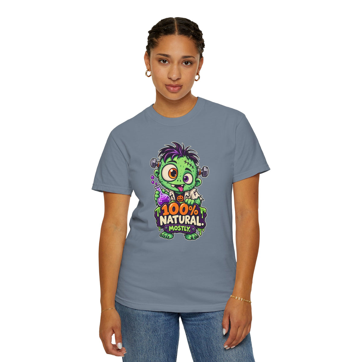 100% Natural. Mostly. – Cute Halloween Lab Monster T-Shirt