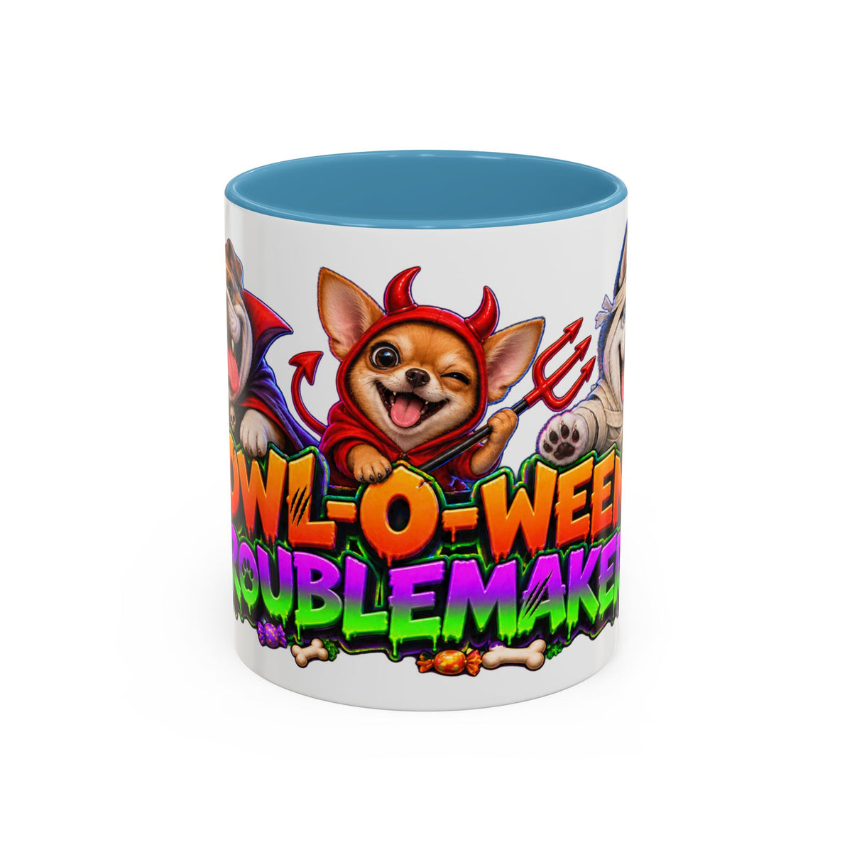 Howl-O-Ween Troublemakers Costume Dogs Halloween White Mug