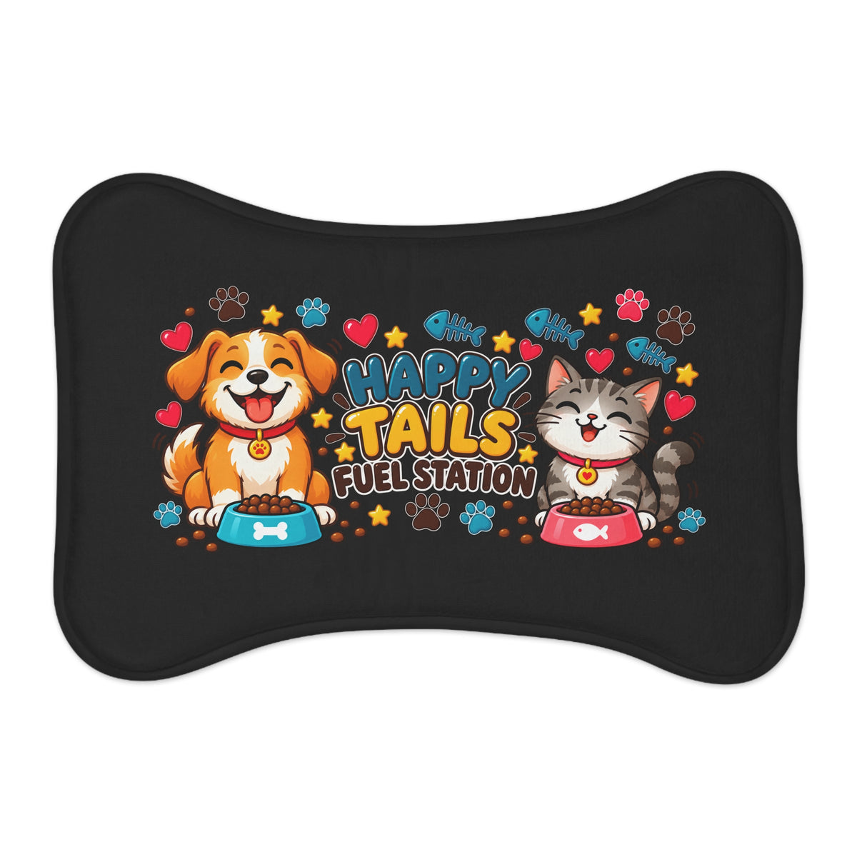Happy Tails Fuel Station Pet Feeding Mat – Dog & Cat Bowl Placemat