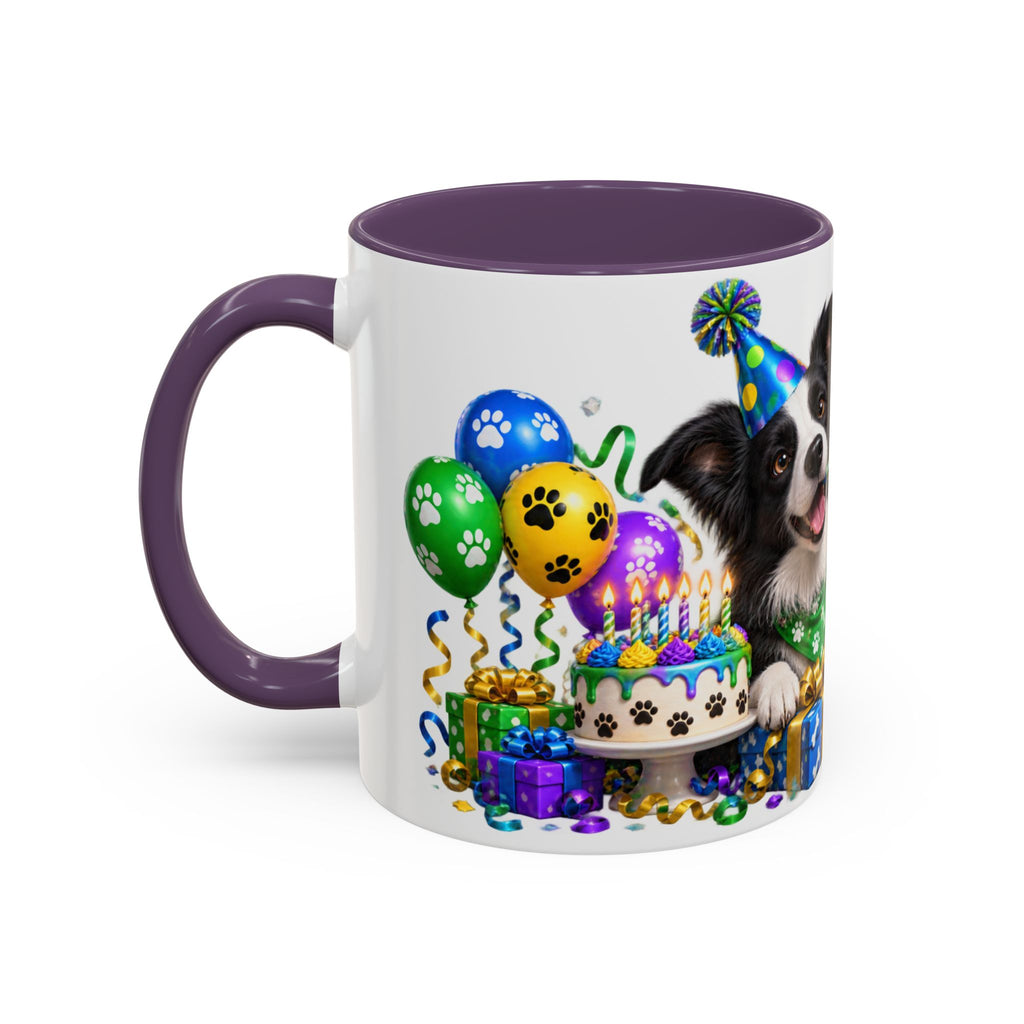 Herd the Crew Border Collie Birthday White Mug