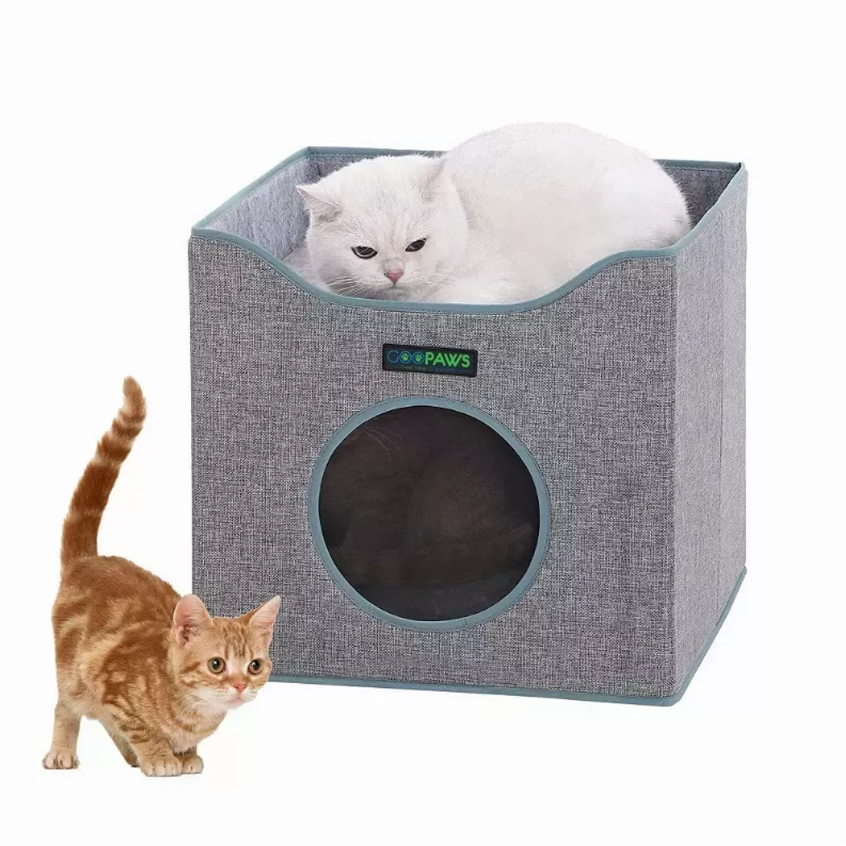 Foldable Cat Condo & Cube Bed – Cozy Hideaway with Reversible Cushions