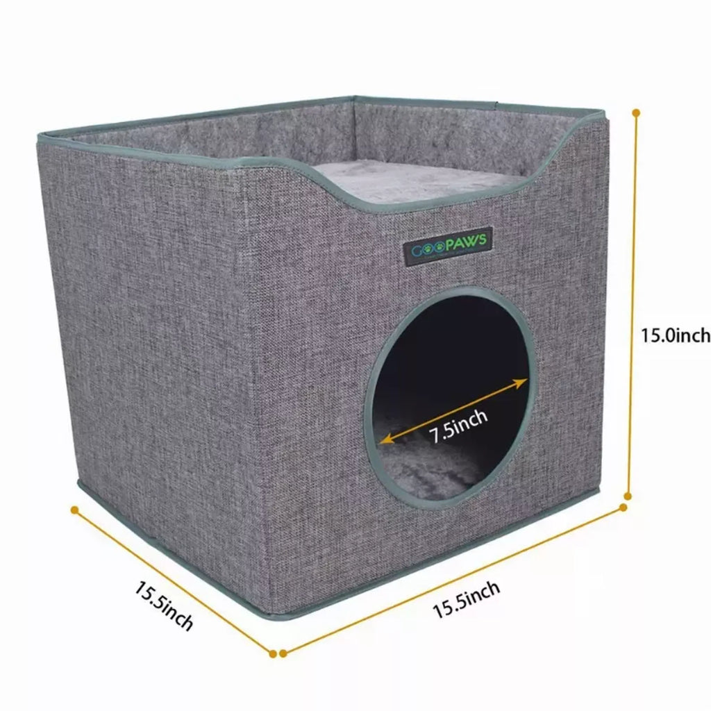 Foldable Cat Condo & Cube Bed – Cozy Hideaway with Reversible Cushions