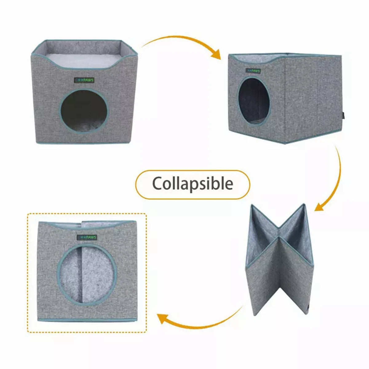 Foldable Cat Condo & Cube Bed – Cozy Hideaway with Reversible Cushions