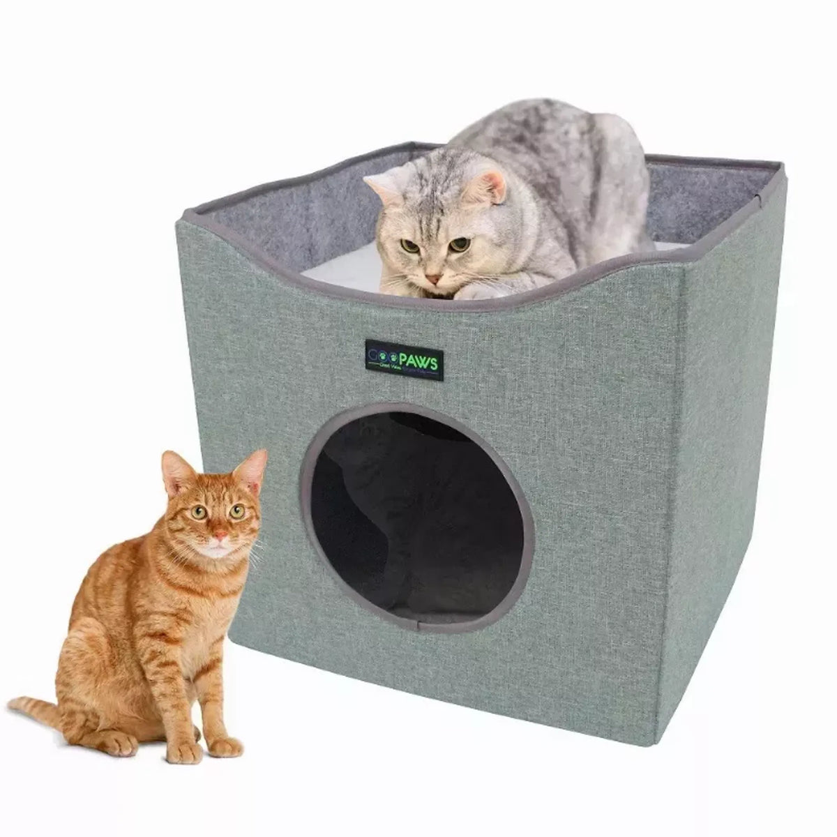 Foldable Cat Condo & Cube Bed – Cozy Hideaway with Reversible Cushions