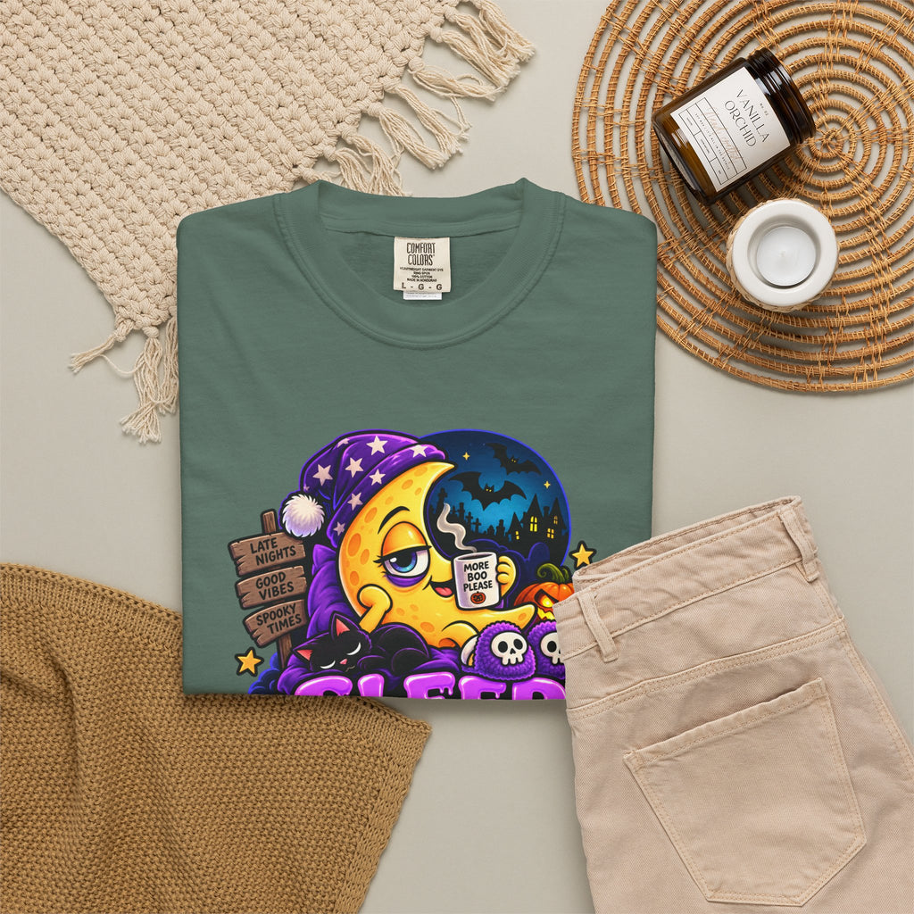 Sleep Is for the Living – Funny Halloween Moon T-Shirt