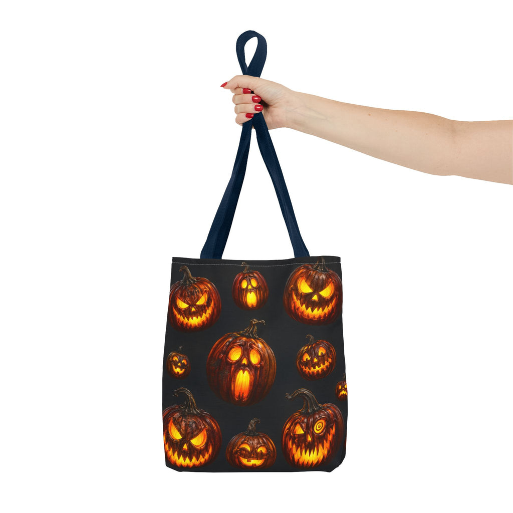 Halloween Jack-o'-Lantern Tote Bag — Spooky Pumpkin All-Over Print Trick-or-Treat Tote