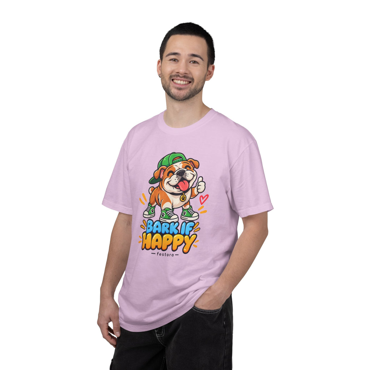Bark If Happy – Cute Bulldog Graphic T-Shirt