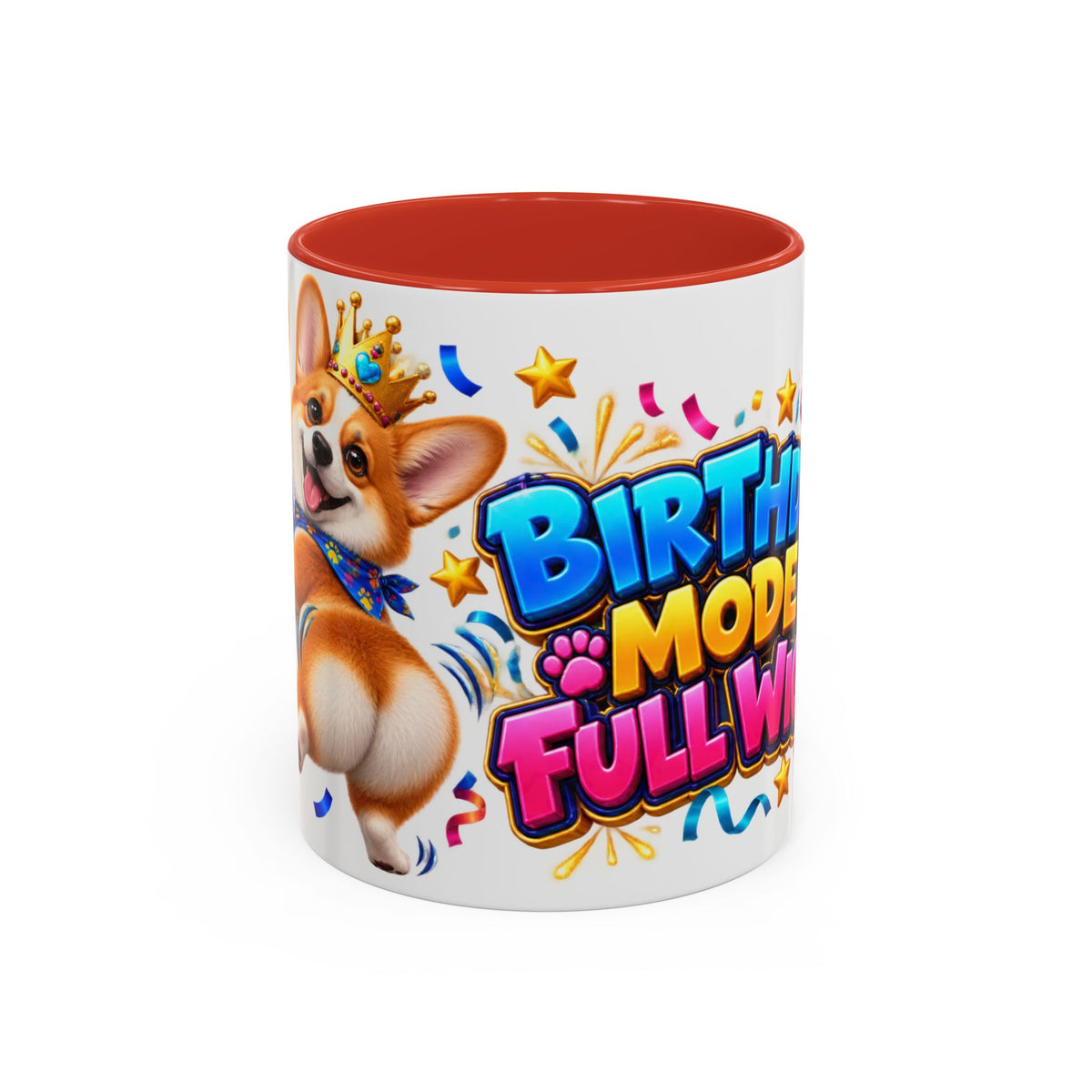 Birthday Mode Full Wiggle Corgi White Mug