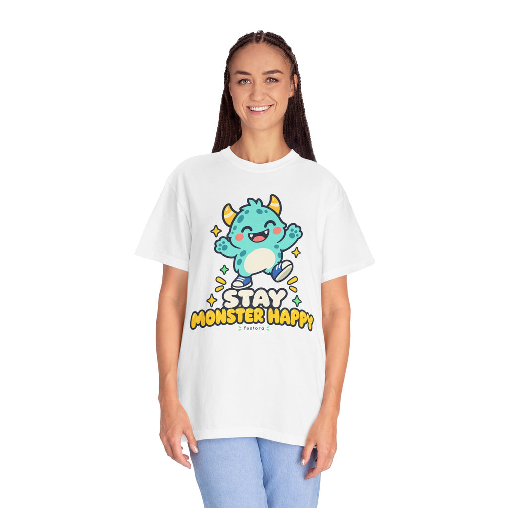 Stay Monster Happy – Cute Monster Graphic T-Shirt