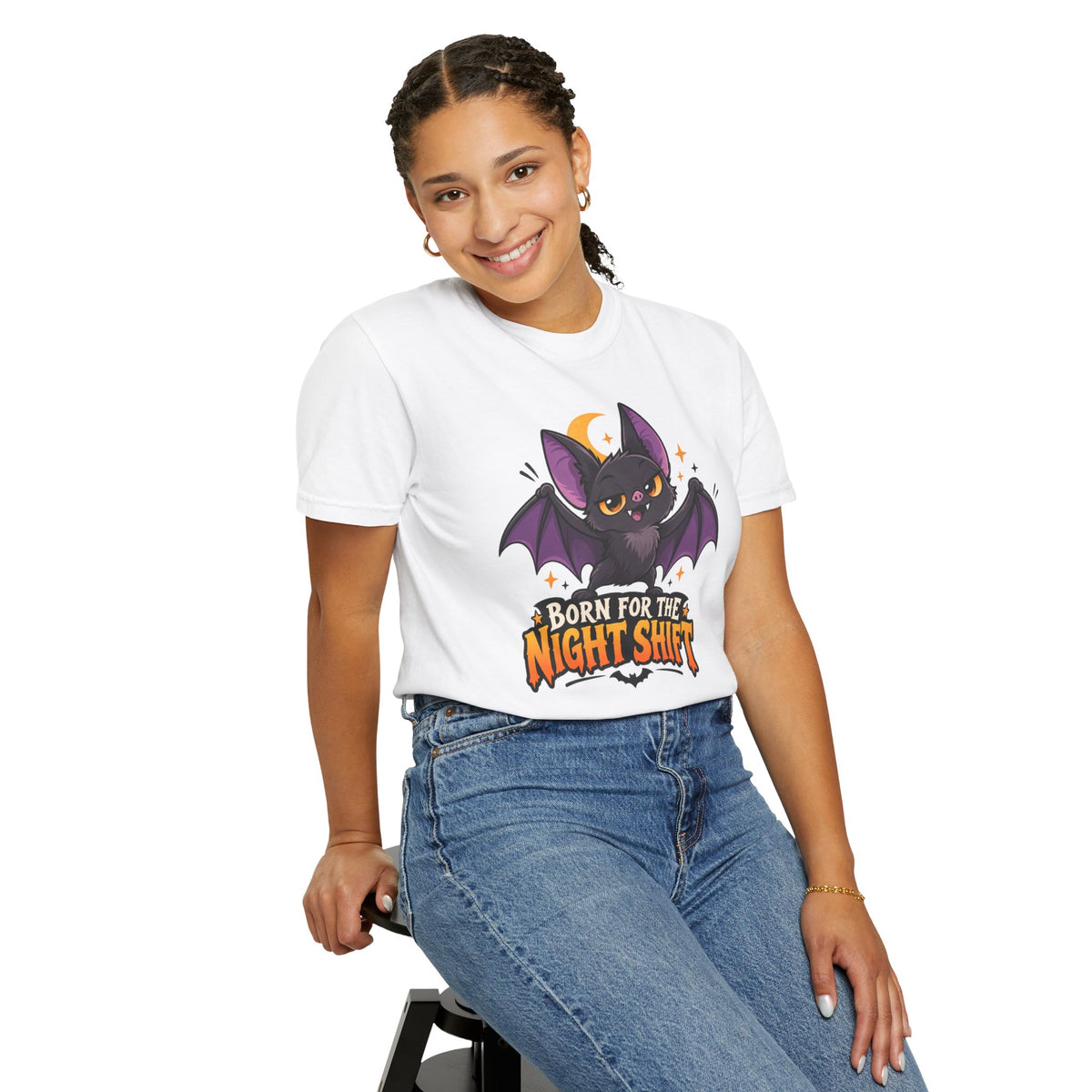 Born for the Night Shift – Cute Halloween Bat T-Shirt