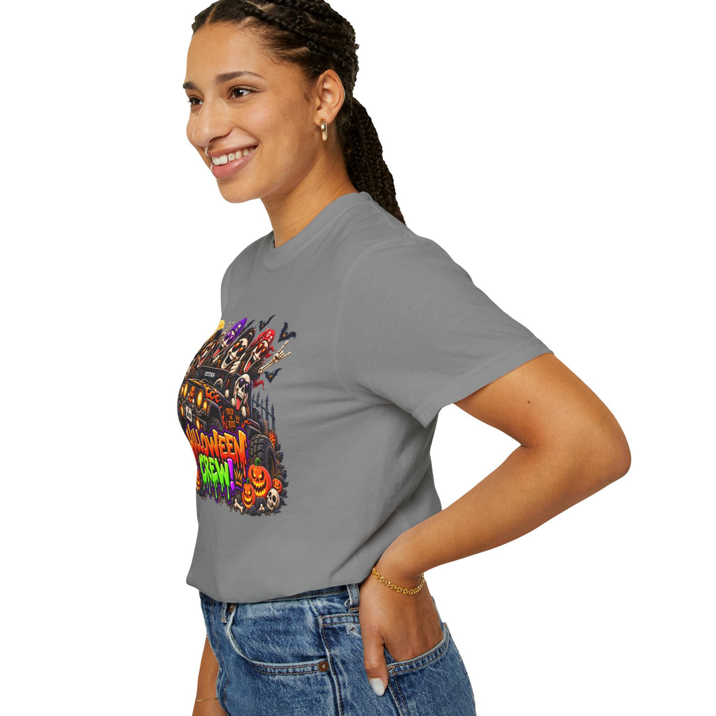 Halloween Crew T-Shirt – Skeleton Jeep Spooky Graphic Tee
