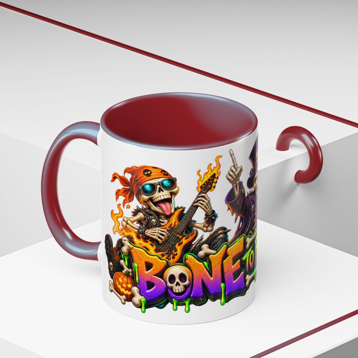 Bone to Be Wild Skeleton Crew Halloween White Mug