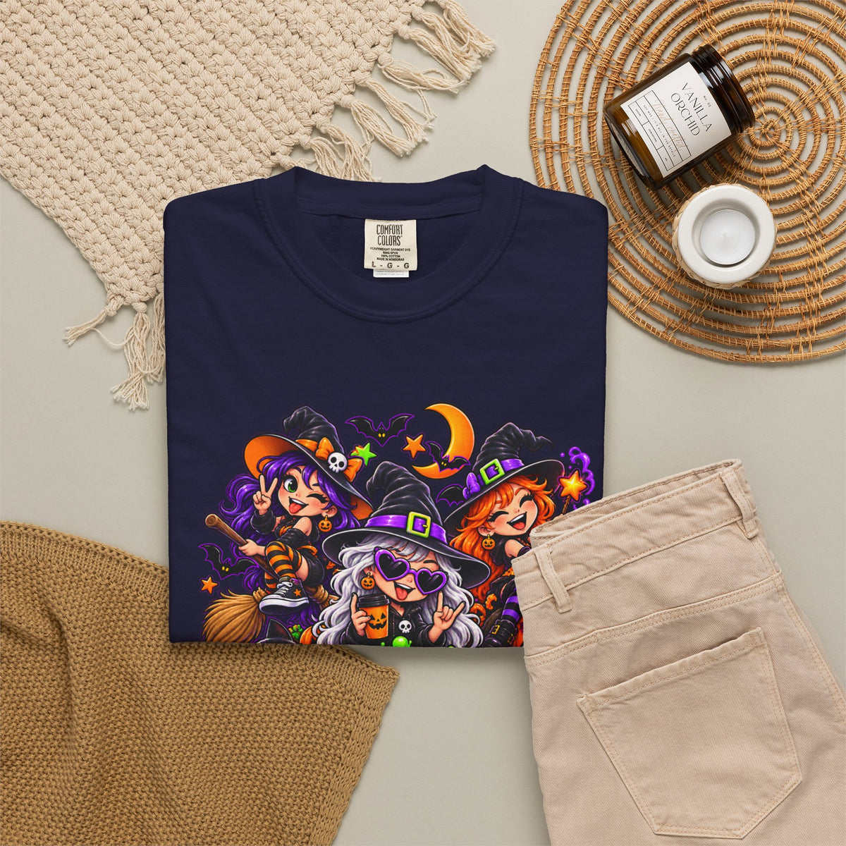 Witchy & Wild – Halloween Witch Crew Graphic T-Shirt