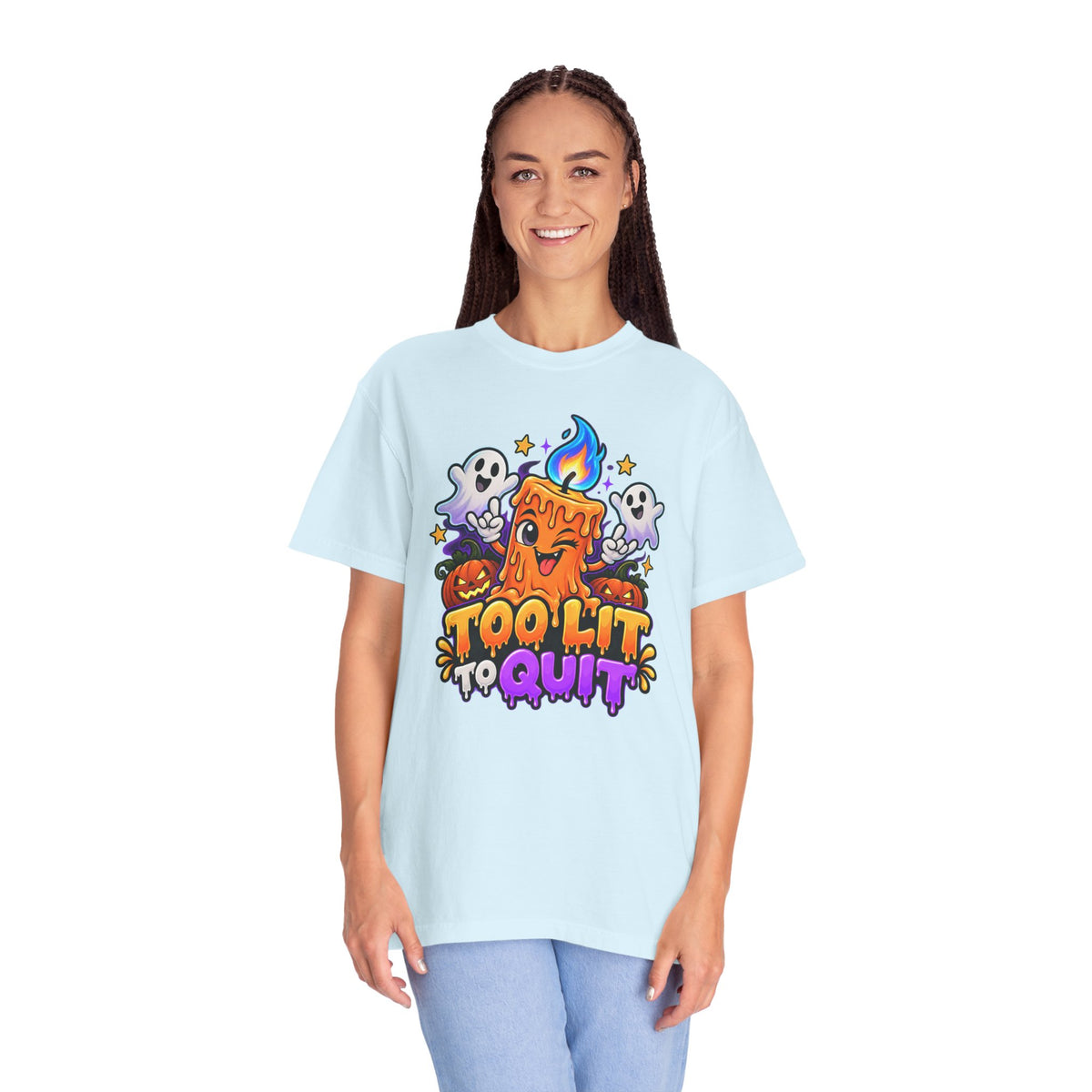 Too Lit to Quit – Funny Halloween Candle T-Shirt