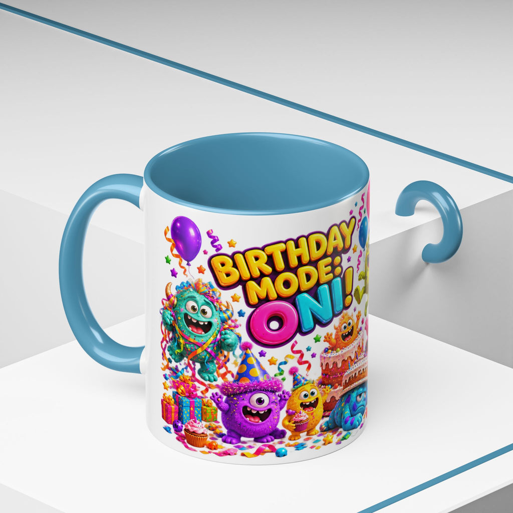 Birthday Mode On Monsters Coffee Mug — Colorful Party Coffee Cup (11/15oz)