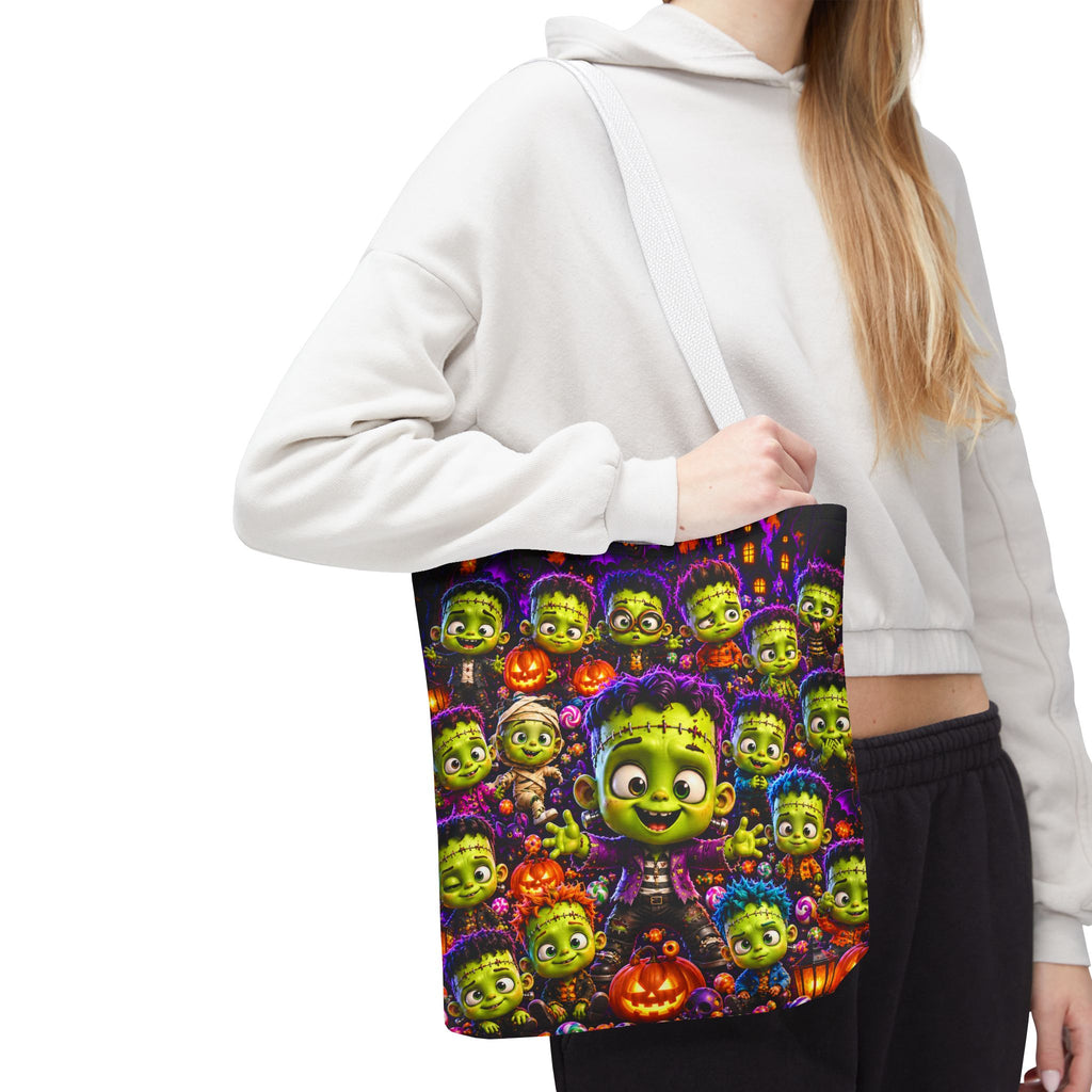 FestoraShop Funny Frankis Halloween Tote Bag - Cute 3D Monsters & Pumpkins