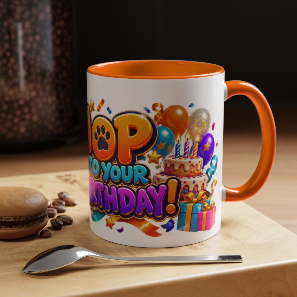 Hop Into Your Birthday White Mug – Cute Kangaroo Birthday Cup, Colorful Fun Party Gift