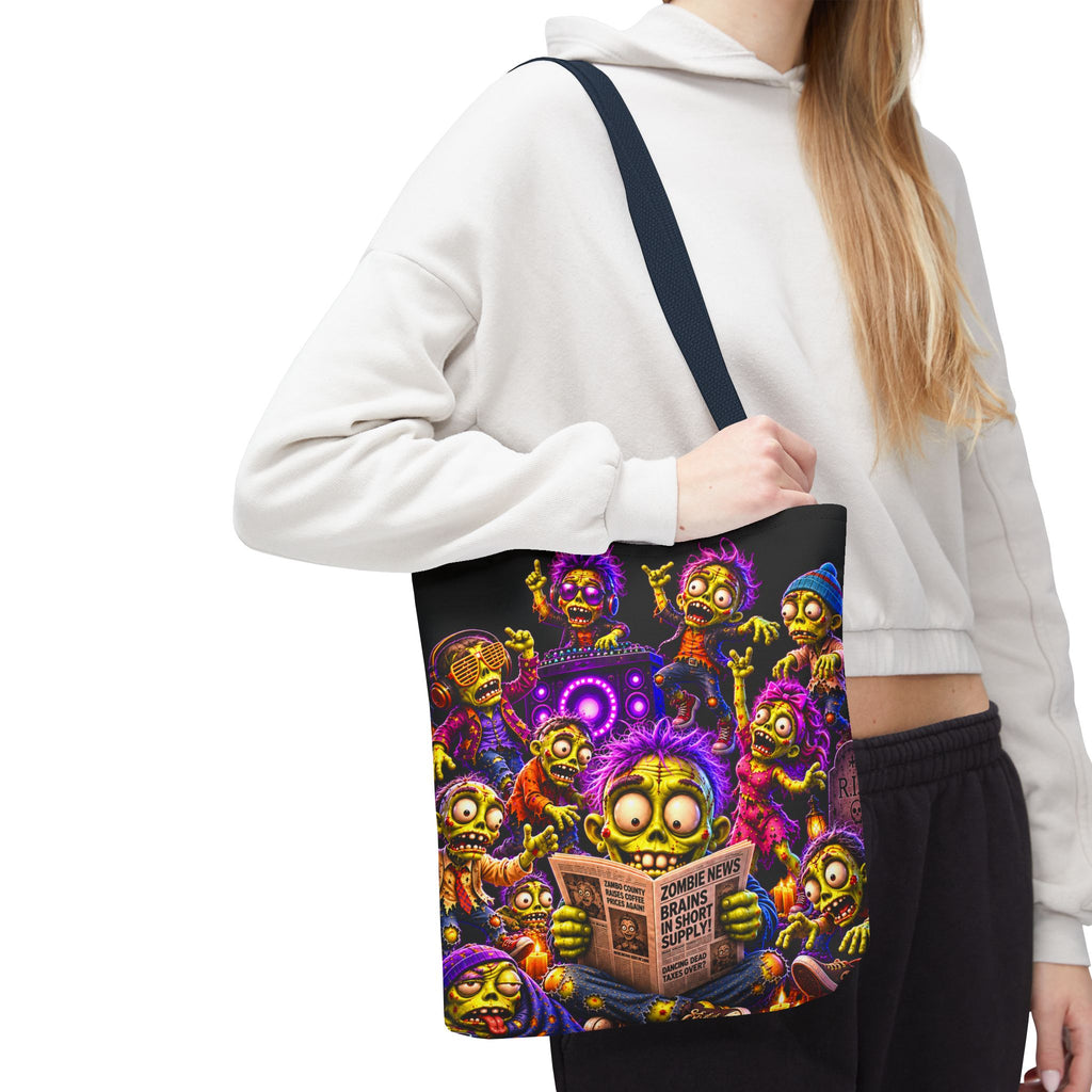 FestoraShop Funny Zombies Tote Bag - Cute 3D Halloween Zombie Reading Design