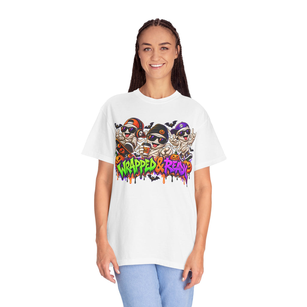 Wrapped & Ready – Halloween Mummy Crew Graphic T-Shirt