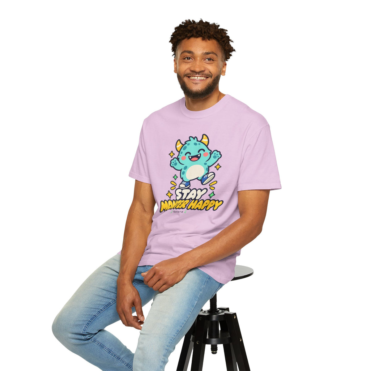 Stay Monster Happy – Cute Monster Graphic T-Shirt
