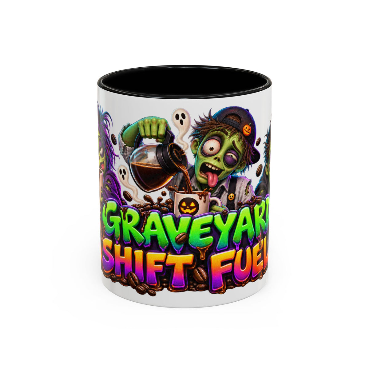 Graveyard Shift Fuel Coffee Zombies Halloween White Mug