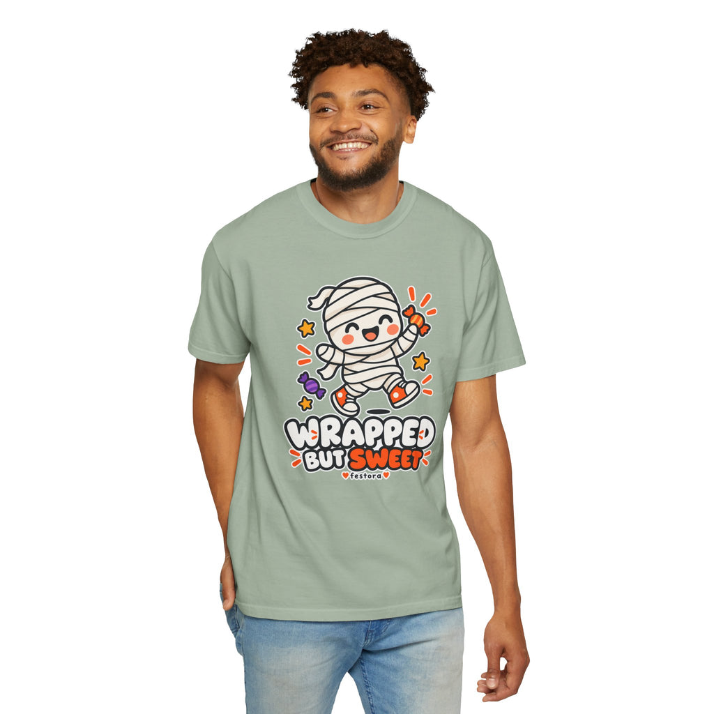 Wrapped but Sweet Halloween T-Shirt | Cute Mummy Graphic Tee