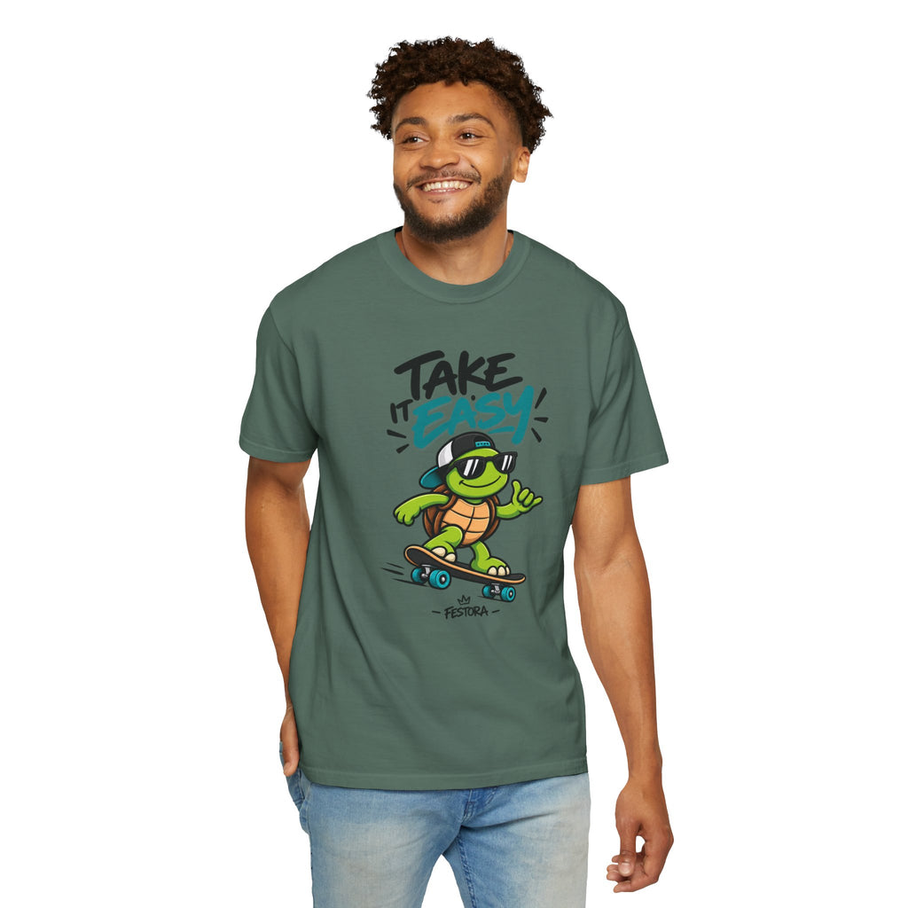 Take It Easy Skate Turtle Graphic T-Shirt | Festora Everyday