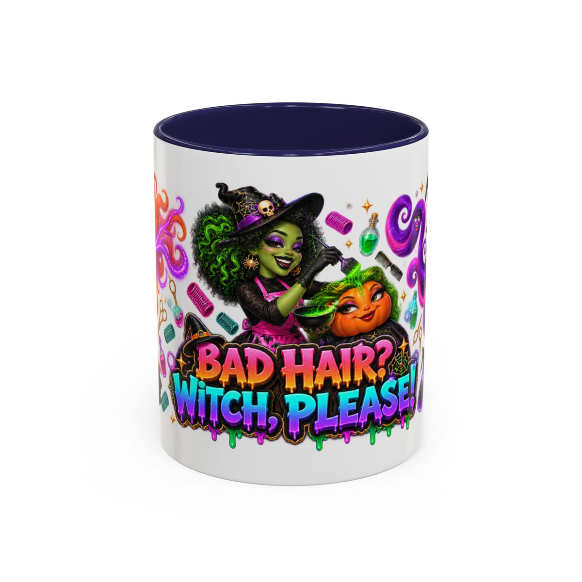 Bad Hair Witch Please Halloween Hairstylist White Mug