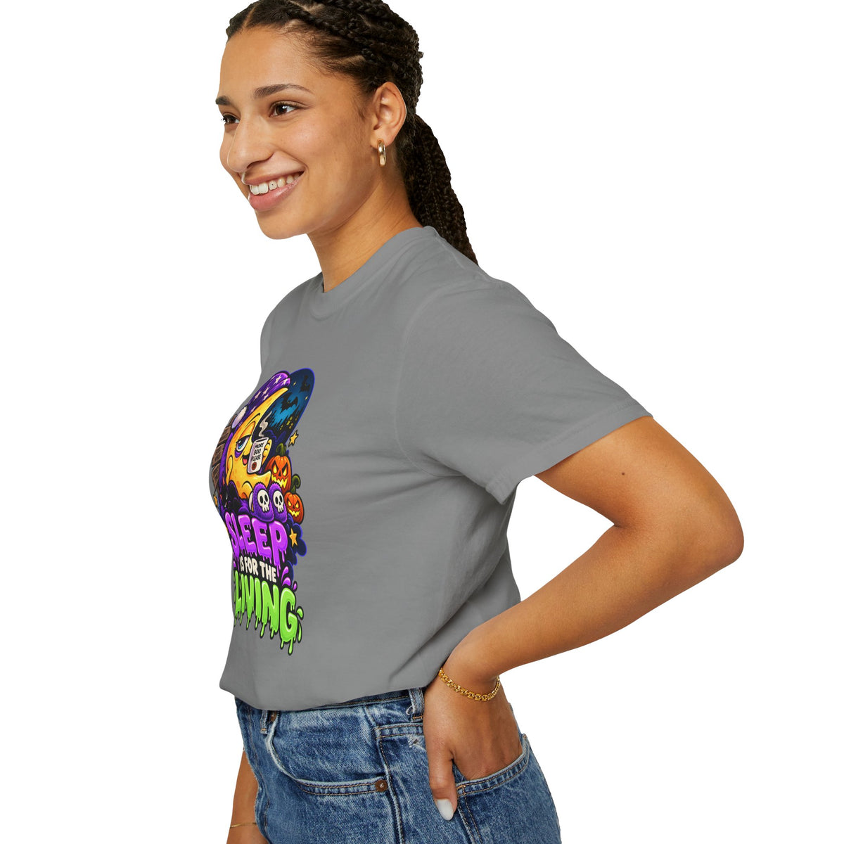 Sleep Is for the Living – Funny Halloween Moon T-Shirt