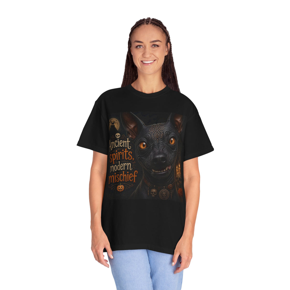 Halloween Black Cat T‑Shirt — "Ancient Spirits, Modern Mischief" Graphic Tee