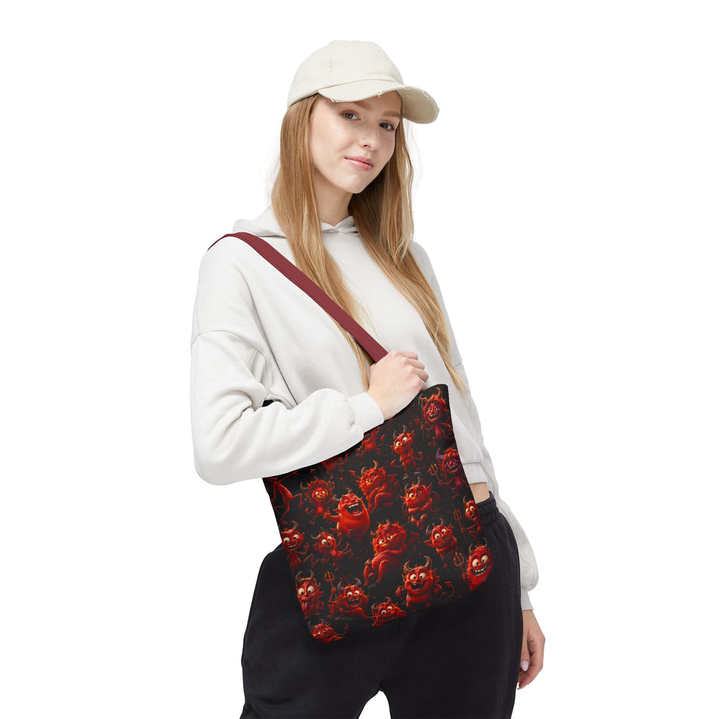Funny Red Devils Tote Bag - Cute Mischievous Demon All-Over Print