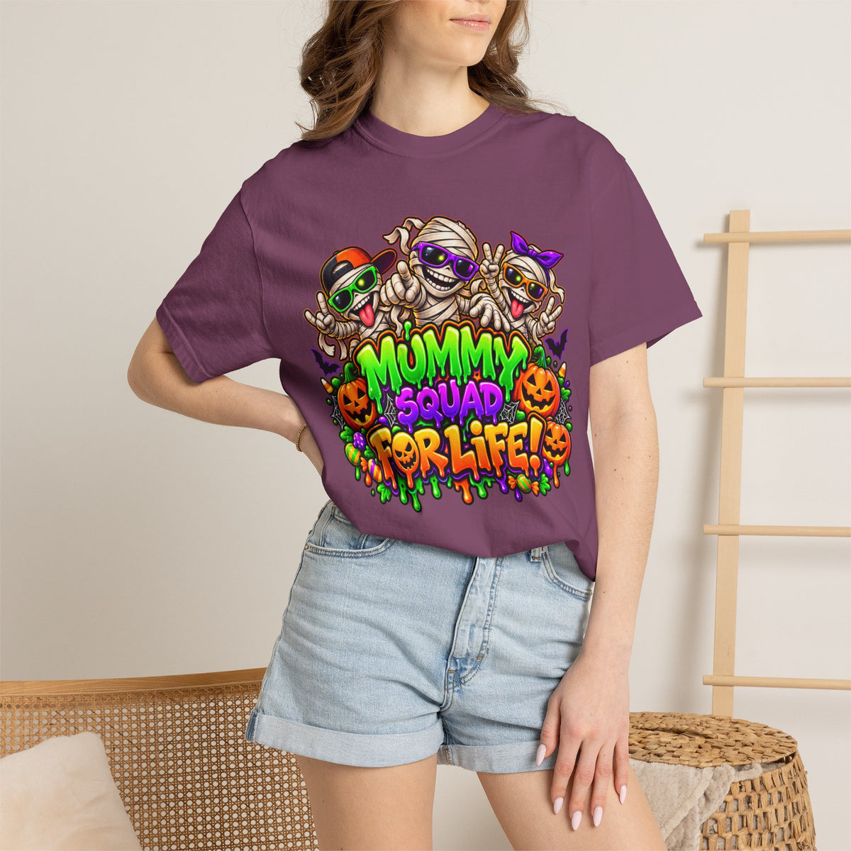Mummy Squad For Life Halloween T-Shirt – Funny Colorful Mummy Graphic Tee