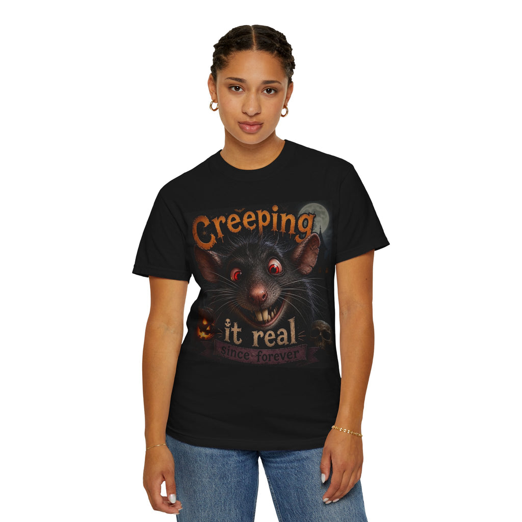 Creeping It Real Halloween T-Shirt — Vintage Spooky Rat Graphic Tee
