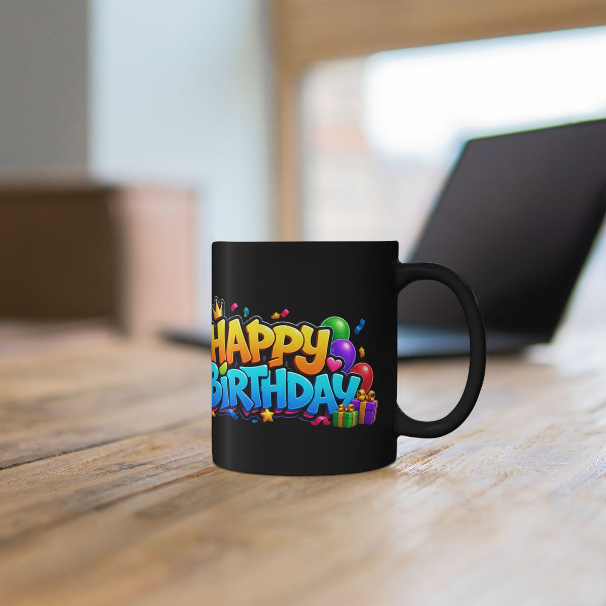 Gorilla Happy Birthday Mug - Bold 3D Party Design on Black Mug