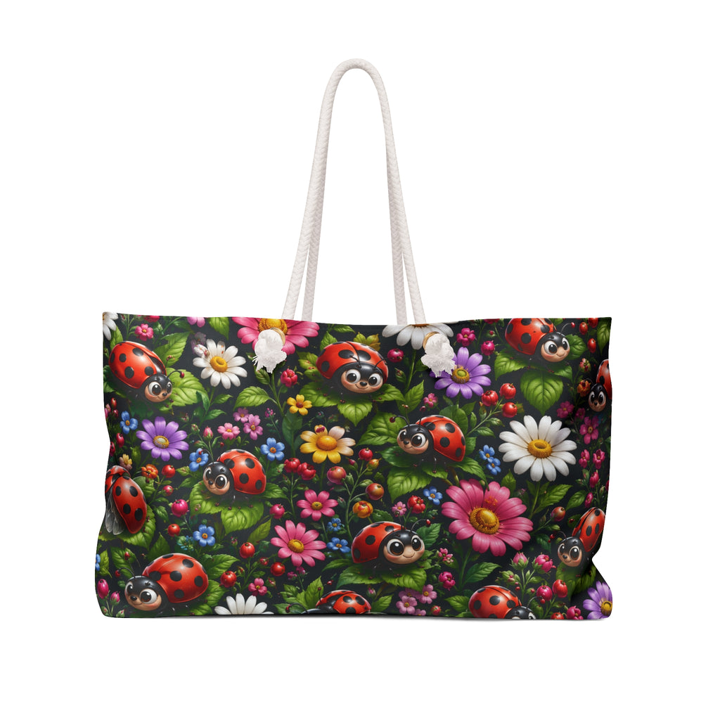 Ladybug Floral Weekender Bag — Cute Garden Travel Tote
