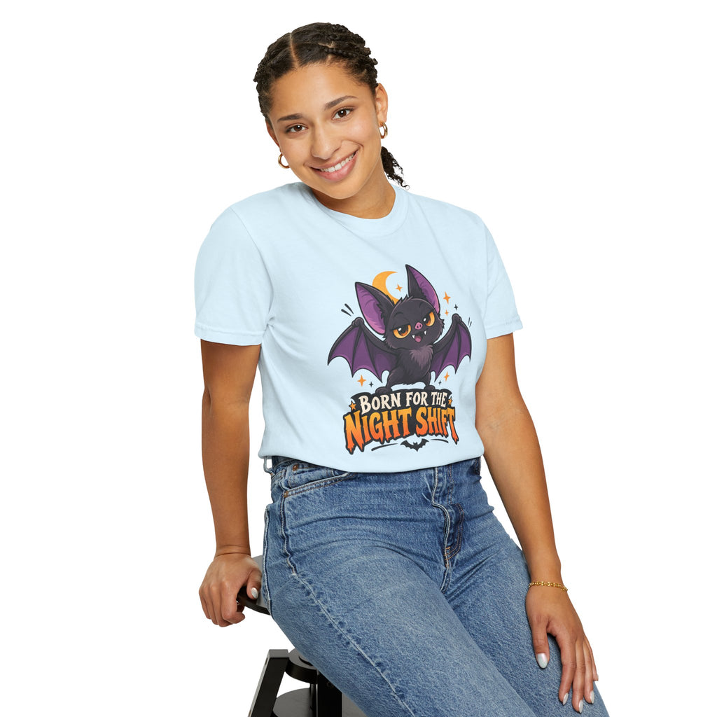 Born for the Night Shift – Cute Halloween Bat T-Shirt