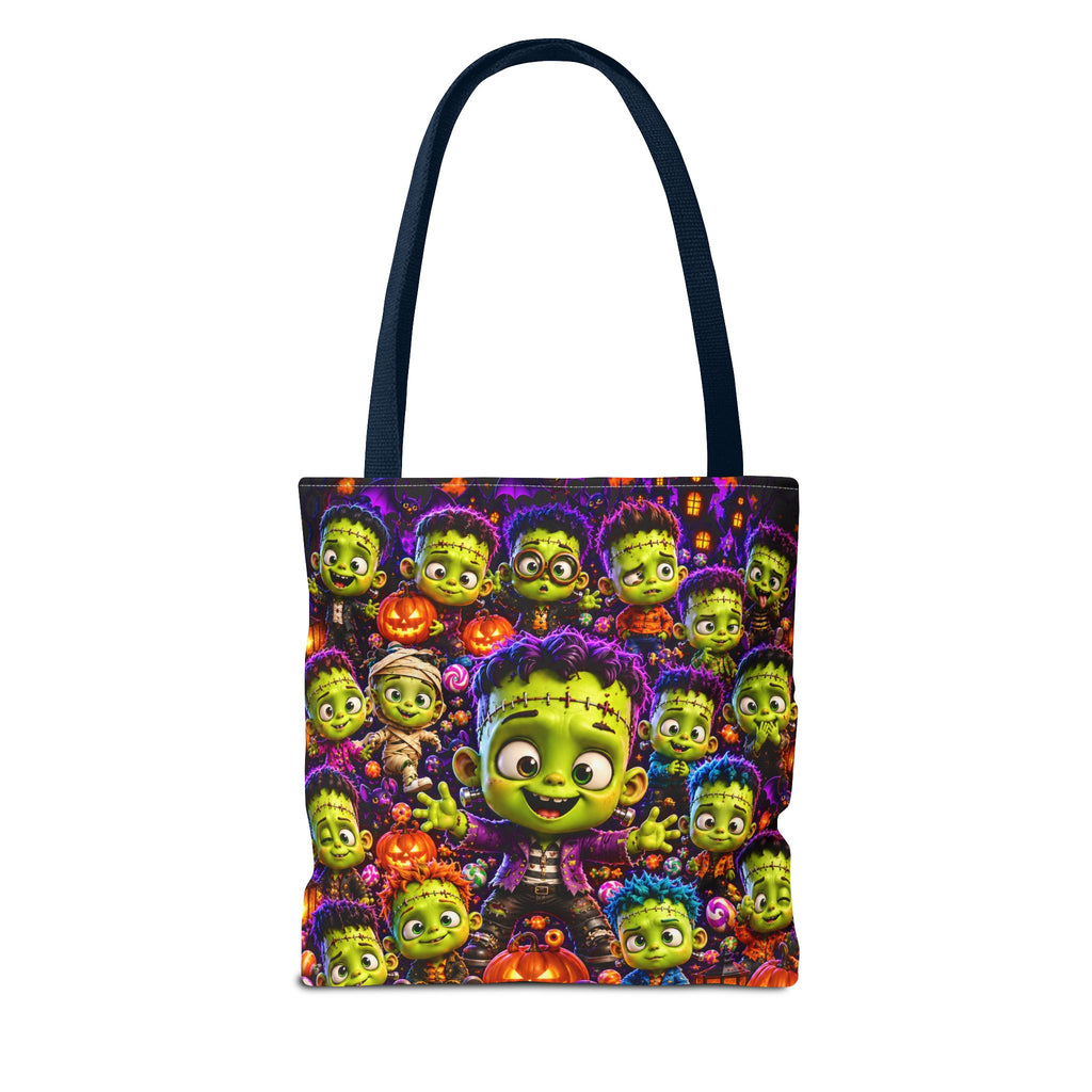 FestoraShop Funny Frankis Halloween Tote Bag - Cute 3D Monsters & Pumpkins
