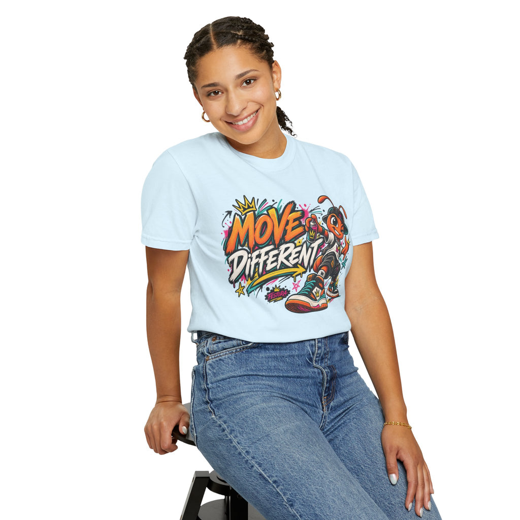 Move Different Graphic T-Shirt — Streetwear Skate Ant Mascot Design