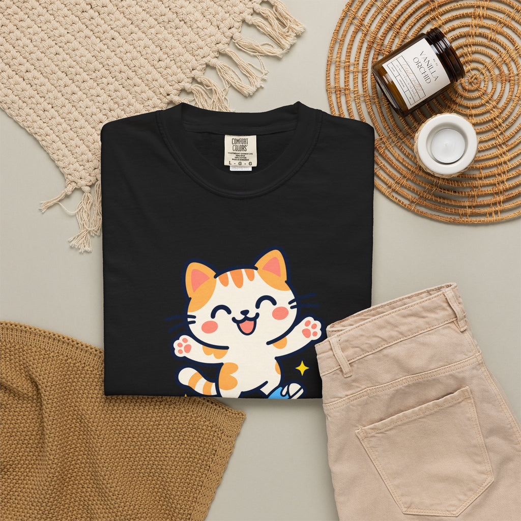 Stay Pawsitive – Cute Happy Cat Graphic T-Shirt