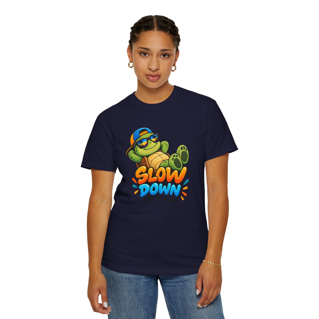 Slow Down, Life Is Good – Turtle Graphic T-Shirt | Festora Everyday