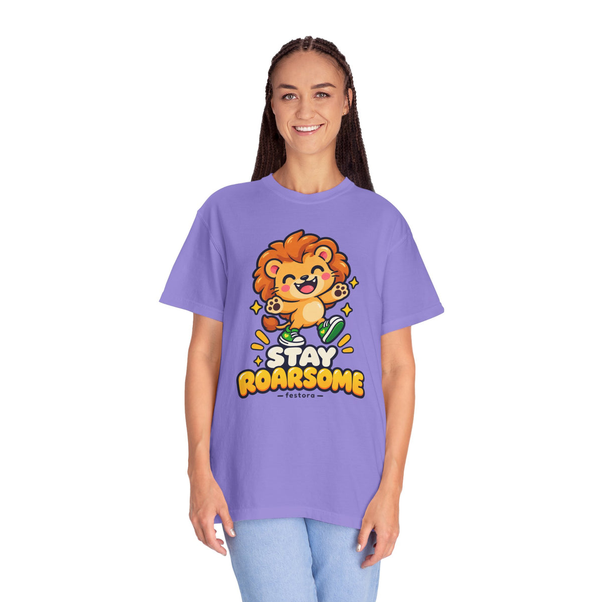 Stay Roarsome – Cute Happy Lion Graphic T-Shirt